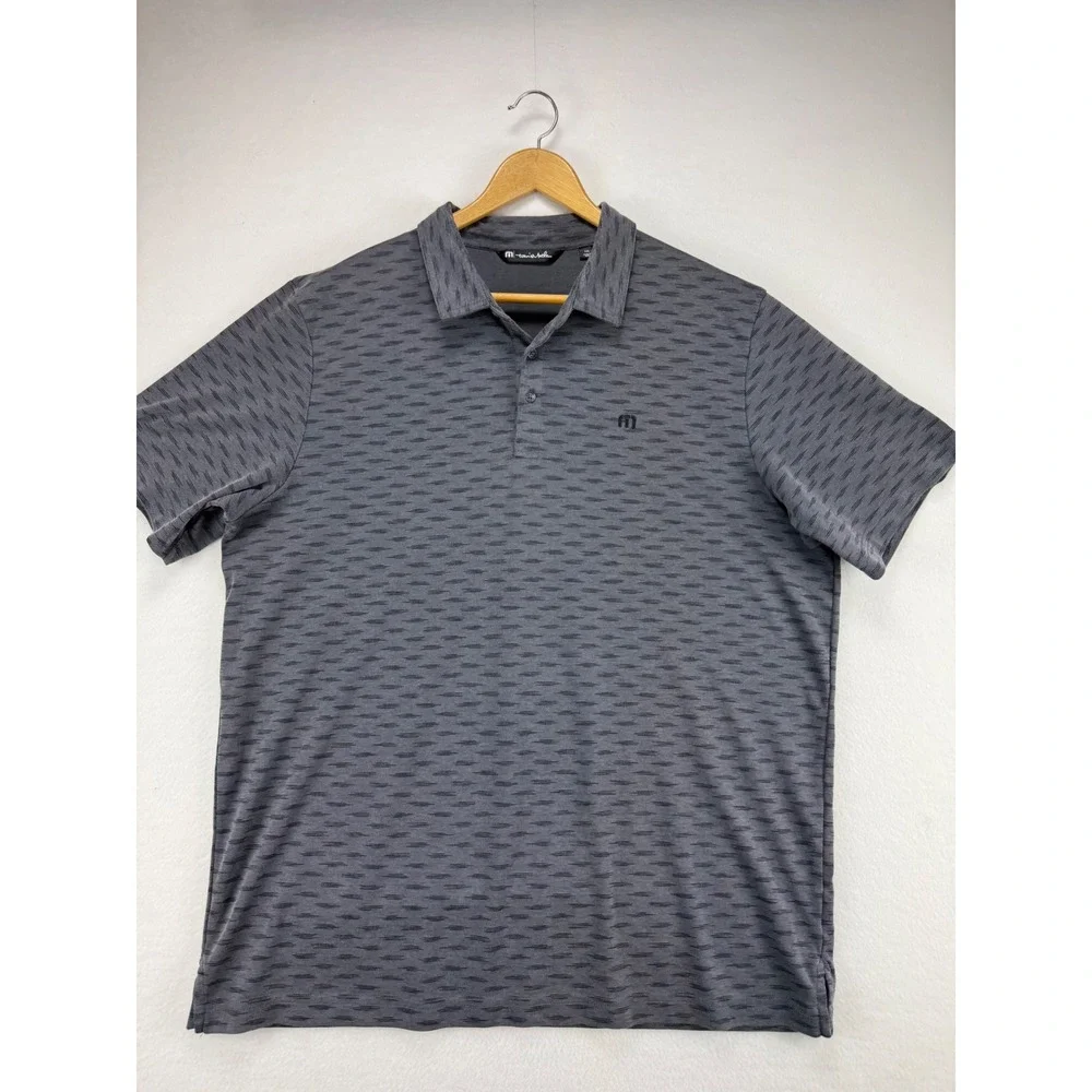 TravisMathew Polo Shirt‎ Mens XXL Gray Patterned Short Sleeve Golf Top